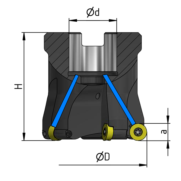 Фреза торцовая 200 с механическим креплением круглых пл-н RDEW 1204 Z=16 dпос=50мм СОЖ AF200-R200.06.16.B50 NOX «Русский Инструмент» (РИ)