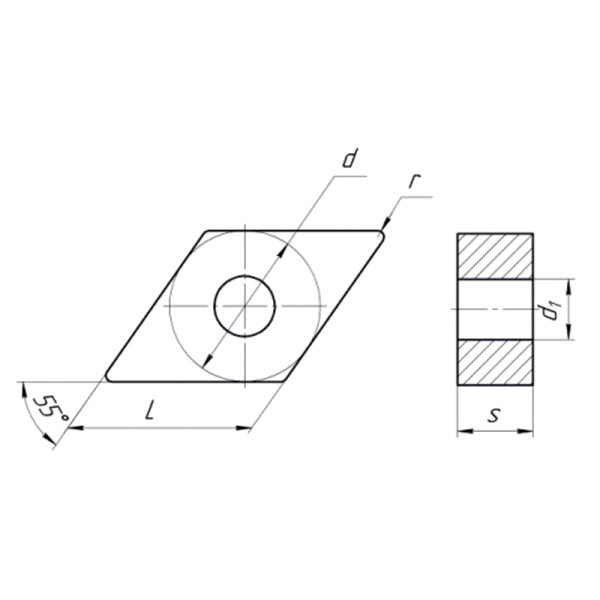 Пластина сменная ромбическая DNMG 150608-EM PP20 «Русский Инструмент» (РИ) Пластина сменная ромбическая DNMG 150608-EM PP20 «Русский Инструмент» (РИ)