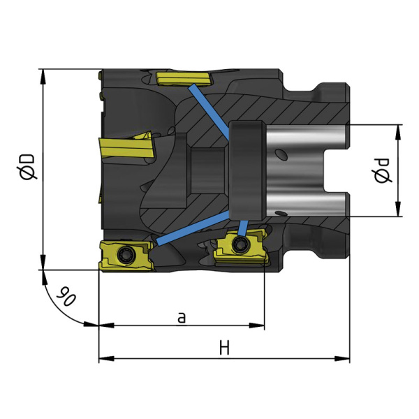 Фреза торцово-цилиндрическая насадная 80x57x100 "кукуруза" с механическим креплением 4гр пл-н LNKX 17T6 Z=4 dпос=32 СОЖ AH490-R080.057.04.A32.C NOX «Русский Инструмент» (РИ)