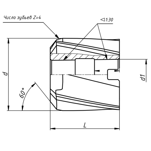 Зенкер насадной 48 Р6М5 L=56мм dпос=19мм КИБ ГОСТ 12489-71 Винницкий ИЗ Зенкер насадной 48 Р6М5 L=56мм dпос=19мм КИБ ГОСТ 12489-71 Винницкий ИЗ
