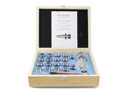 Патрон цанговый 7:24 К40 ER32 с комплектом цанг 3-20 (18шт) Beltools