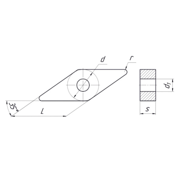 Пластина сменная ромбическая VNMG 160408-DM PC25C «Русский Инструмент» (РИ) Пластина сменная ромбическая VNMG 160408-DM PC25C «Русский Инструмент» (РИ)