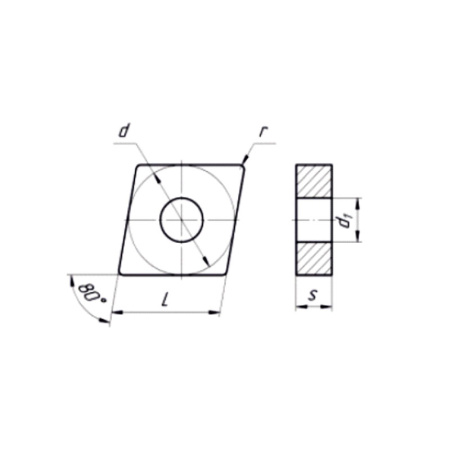 Пластина сменная ромбическая CNMA 120408 KC20D «Русский Инструмент» (РИ) Пластина сменная ромбическая CNMA 120408 KC20D «Русский Инструмент» (РИ)