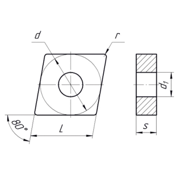 Пластина сменная ромбическая CNMG 190612-ER MC25 «Русский Инструмент» (РИ) Пластина сменная ромбическая CNMG 190612-ER MC25 «Русский Инструмент» (РИ)