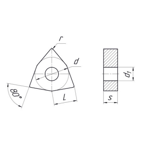 Пластина сменная шестигранная WNMG 06T308-EF PP20 "ломаный треугольник" «Русский Инструмент» (РИ) Пластина сменная шестигранная WNMG 06T308-EF PP20 "ломаный треугольник" «Русский Инструмент» (РИ)