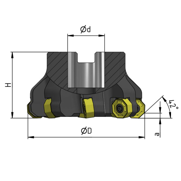 Фреза торцовая 100 с механическим креплением 8гр пл-н ONGX 0504 Z=7 dпос=32мм AF142-R100.03.07.B32 «Русский Инструмент» (РИ)