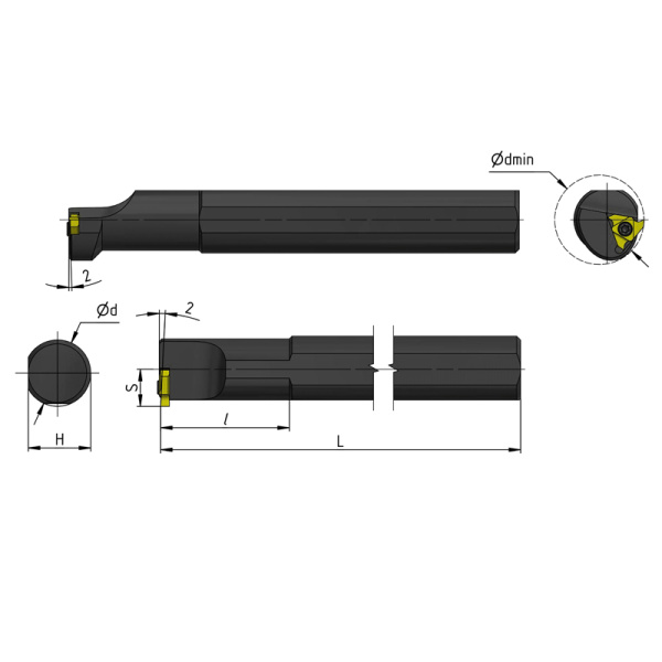 Резец для обработки внутренних канавок, продольного, поперечного и профильного точения D=20 L=180 S20Q-JSTGL16 левый «Русский Инструмент» (РИ)