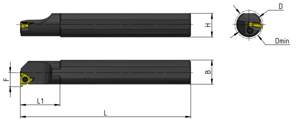 Резец резьбовой для нарезания внутренней резьбы D=6 L=100 SNL0612 H06 левый «Русский Инструмент» (РИ) Резец резьбовой для нарезания внутренней резьбы D=6 L=100 SNL0612 H06 левый «Русский Инструмент» (РИ)