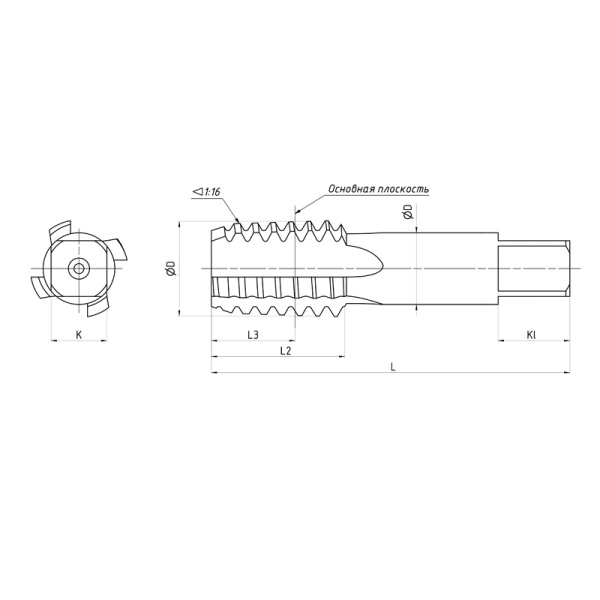Метчик конический 1/16'' 27 ниток К(NPT) машинно-ручной HSS исп1 Beltools Метчик конический 1/16'' 27 ниток К(NPT) машинно-ручной HSS исп1 Beltools