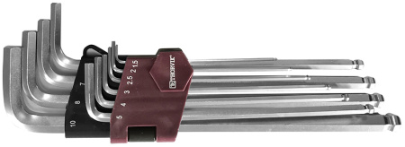 Набор ключей шестигранных длинных шаровых 1,5-10 10 шт Thorvik Набор ключей шестигранных длинных шаровых 1,5-10 10 шт Thorvik