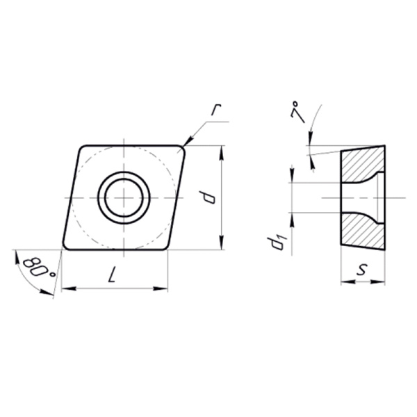 Пластина сменная ромбическая CCMT 060204-HM PC25C «Русский Инструмент» (РИ) Пластина сменная ромбическая CCMT 060204-HM PC25C «Русский Инструмент» (РИ)